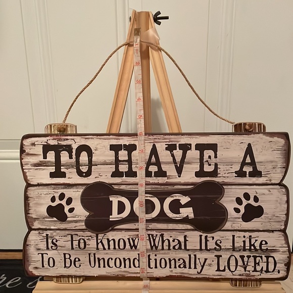 New with tags- hanging wooden sign, dog bone w:saying. Vintage/shabby chic look - Picture 4 of 5